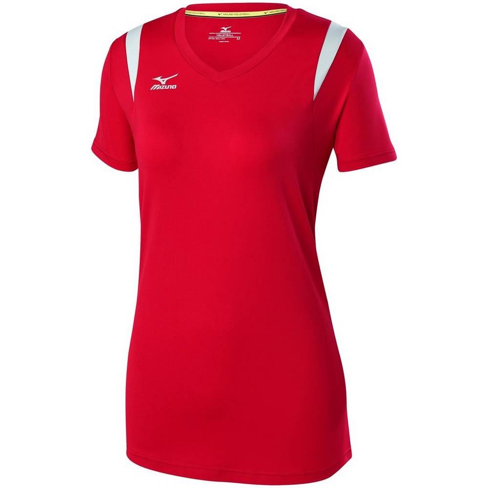 Camisas Mizuno Voleibol Balboa 5.0 Long Sleeve - Mulher - Vermelhas/Prateadas/Cinzentas - MQEAR4850